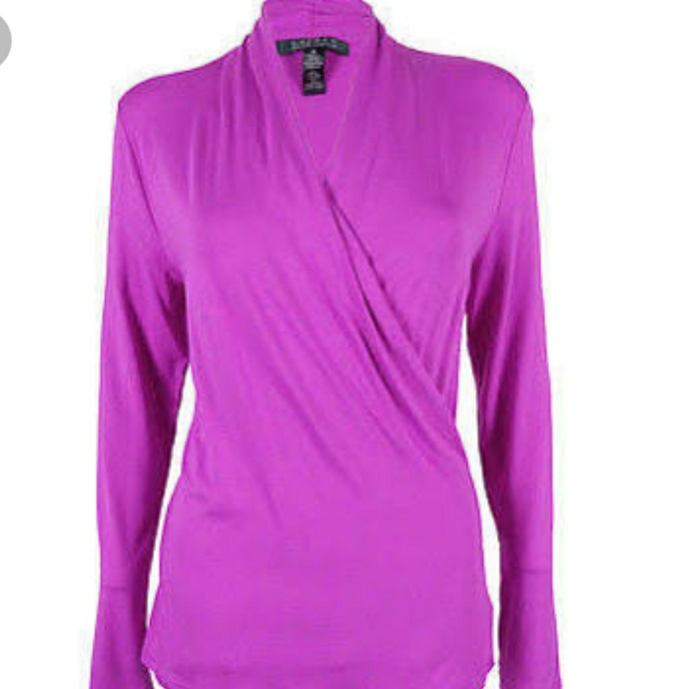 Lauren by Ralph Lauren long sleeve mock wrap top